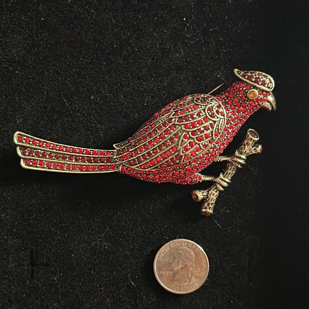 Heidi Daus Red Cardinal Brooch Pin 75$